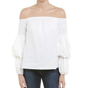 Petersyn Linen Blend Lily Puff Sleeve Top Medium